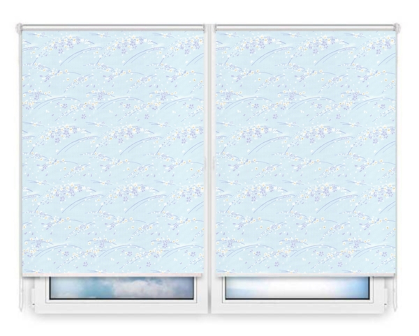 Рулонные шторы Мини сакура-голубой цена. Купить в «Мастерская Жалюзи»